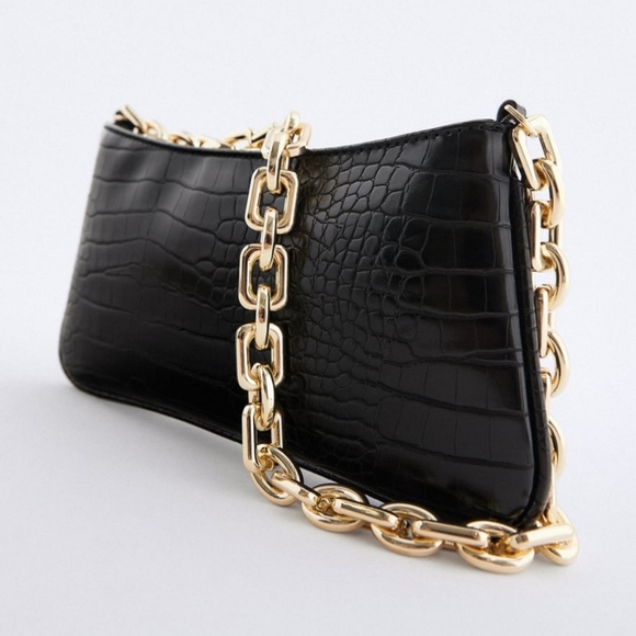 ZARA | Bloggers Fave Black Croc Faux Leather Bag - Picture 13 of 16